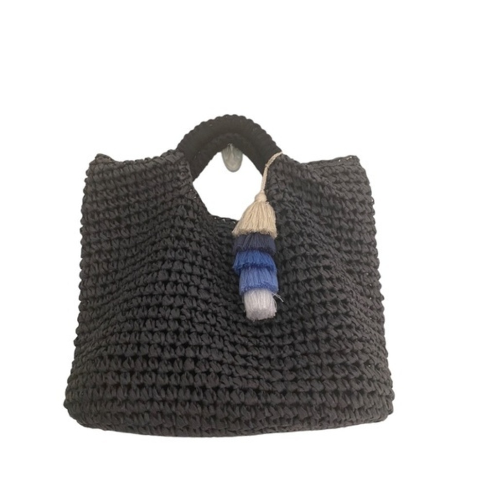 FALLON & ROYCE PALOMA STRAW TOTE Navy Blue